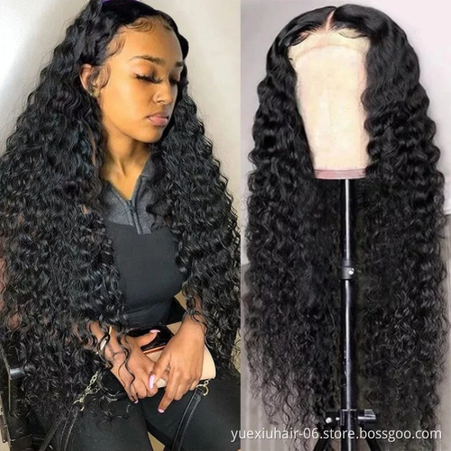 180% Deep Curly 5x5 Lace Closure Frontal Wig Human Hair Wigs For Black Women Transparent HD Pre plucked Frontal Wig Vendor